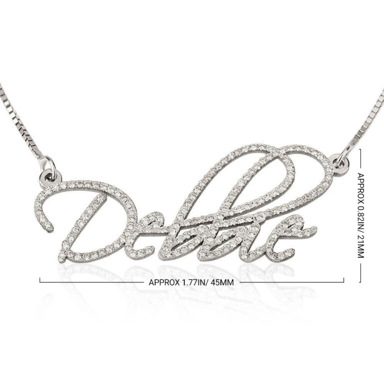 Cubic Zirconia Script Name Necklace