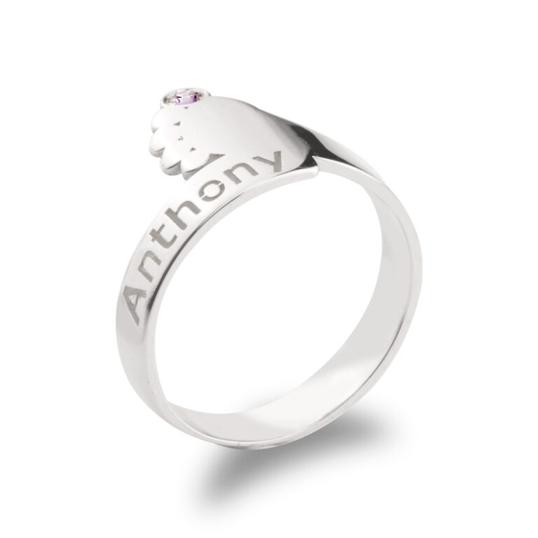 Baby Feet Ring with Birthstone