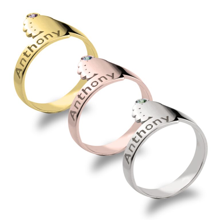 Baby Feet Ring with Birthstone