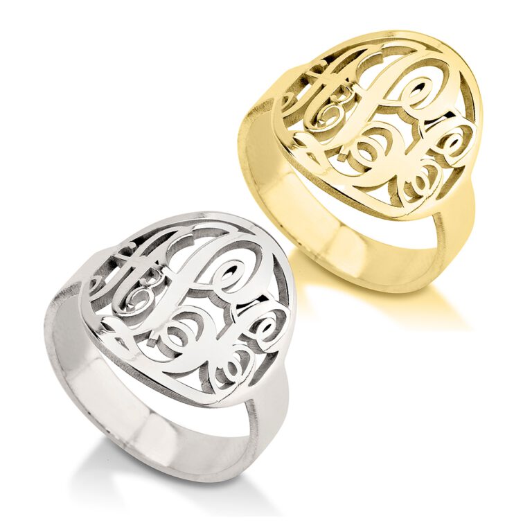 Cutout Framed Monogram Ring