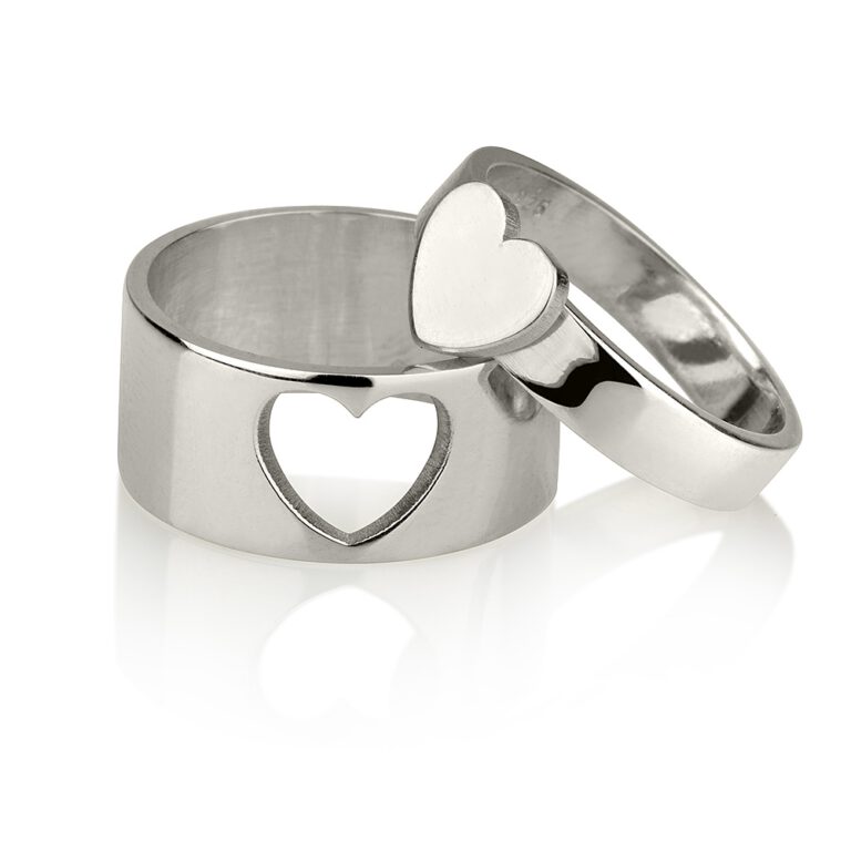 Matching Couple Heart Rings
