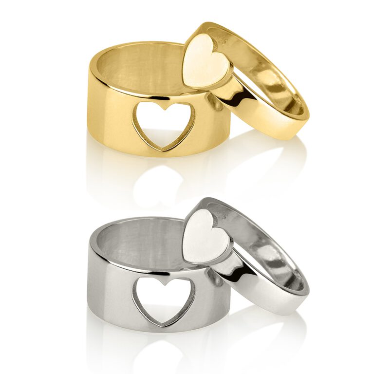 Matching Couple Heart Rings