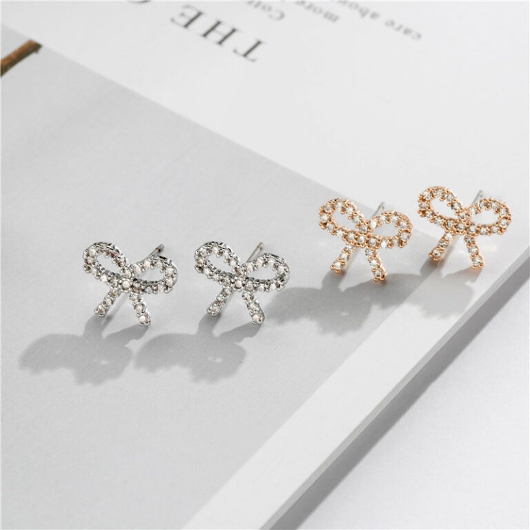 Cubic Zirconia Bow Earrings
