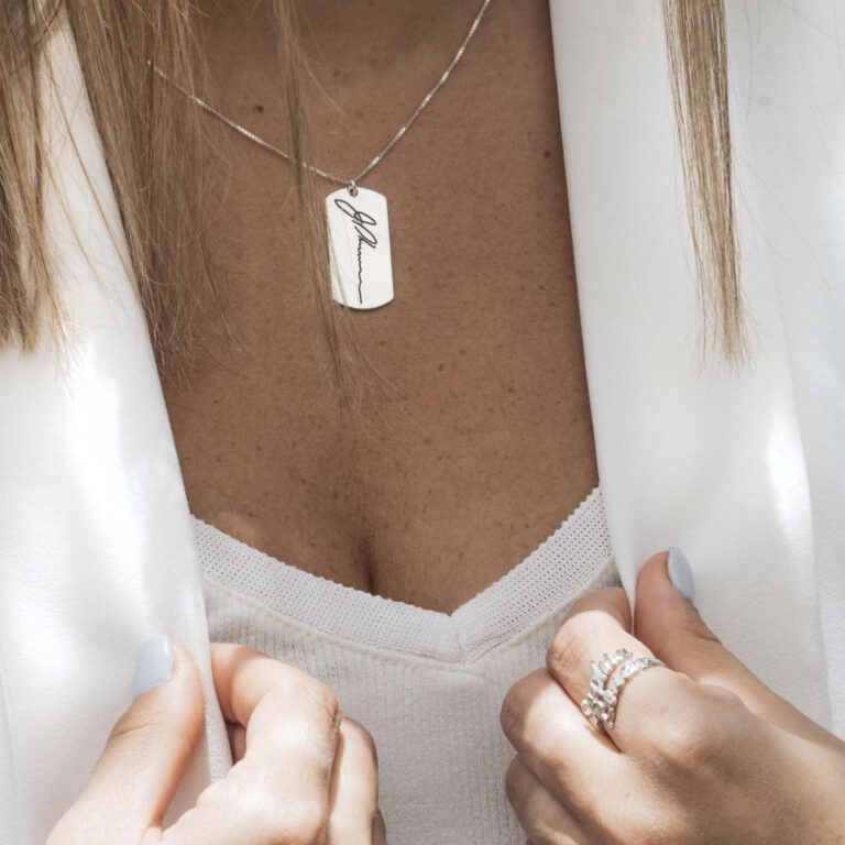 Dog Tag Handwriting Necklace