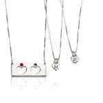 סט שרשראות אמא ובת עם אבני לידה ולבבות אישיים