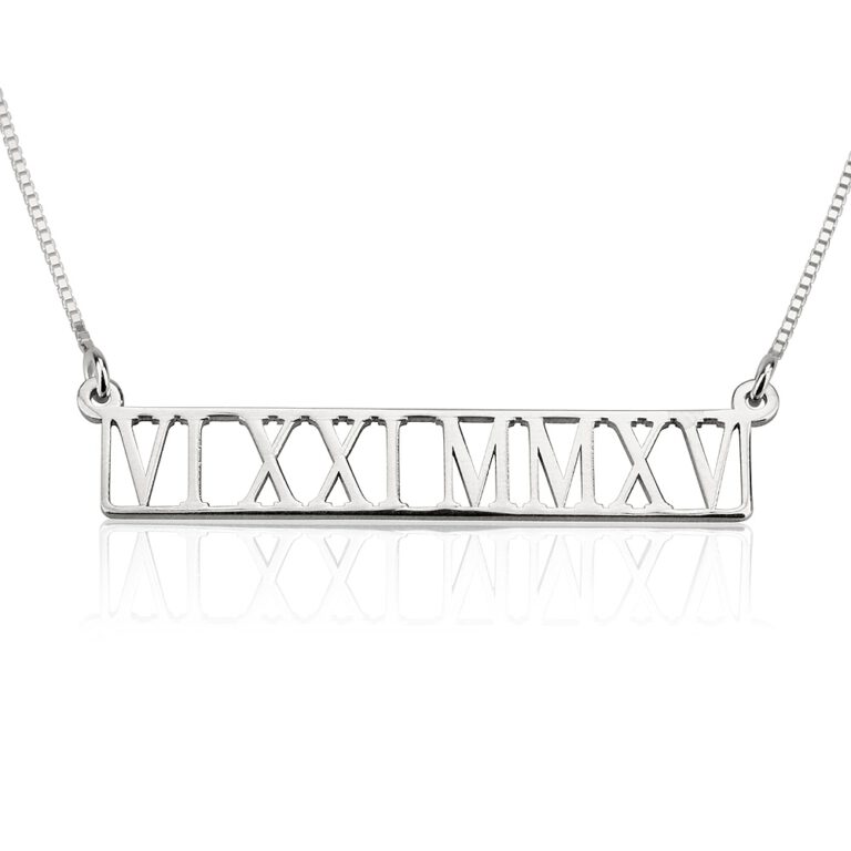 Roman Numeral Cut Out Bar Necklace