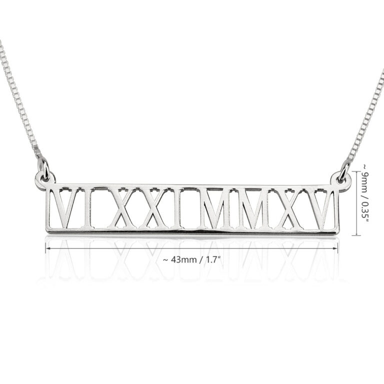 Roman Numeral Cut Out Bar Necklace