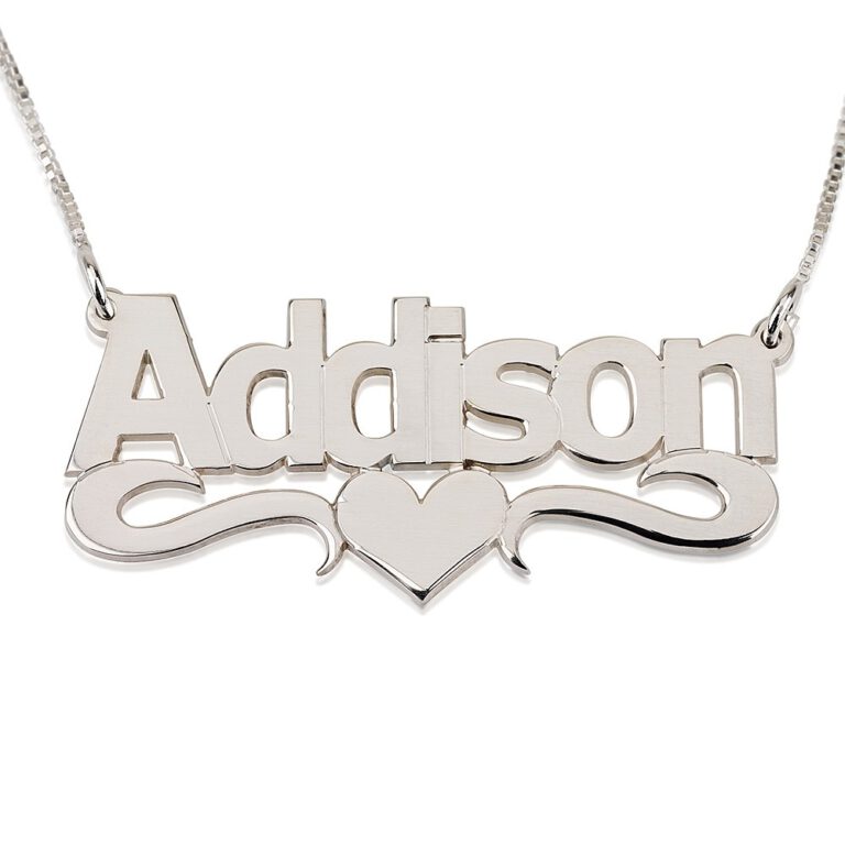 Bold Name Necklace with Heart
