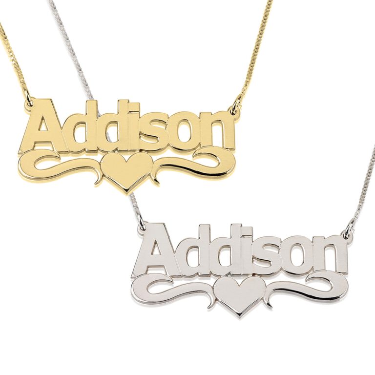 Bold Name Necklace with Heart