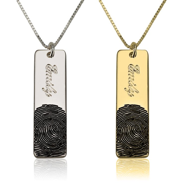 Fingerprint Name Bar Necklace