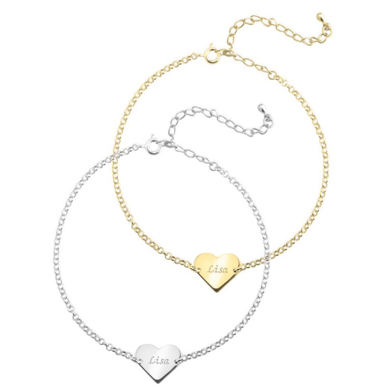 Engraved Heart Anklet