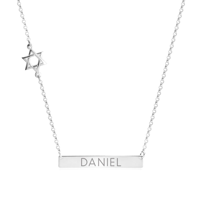 Bar Necklace with Star of David Charm
