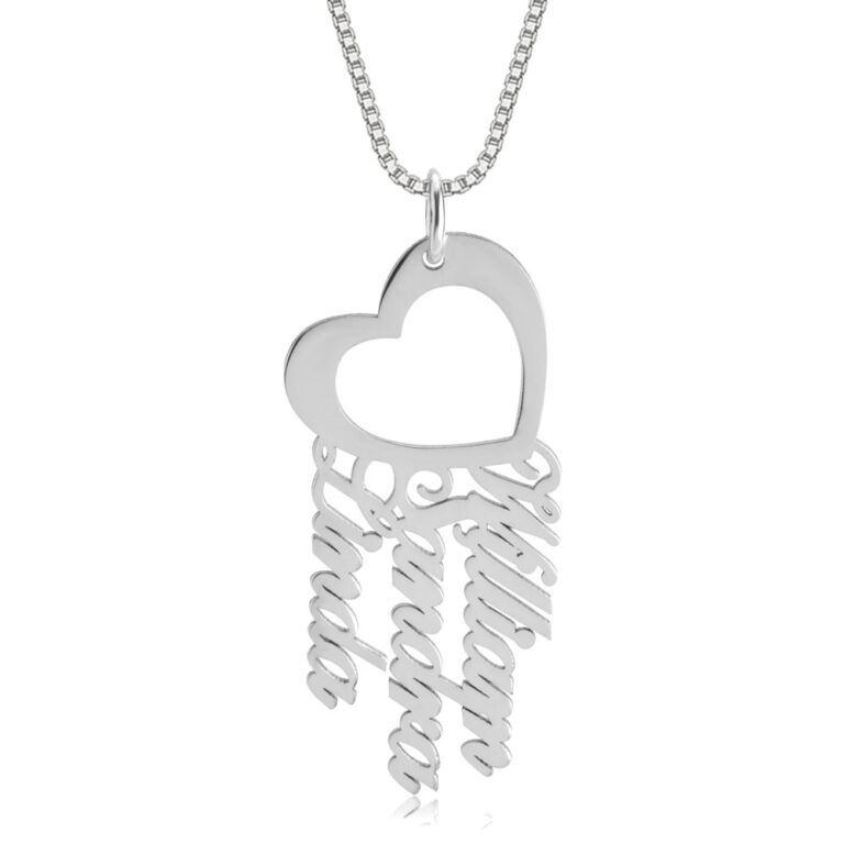 Mother's Heart Necklace With Kids Names