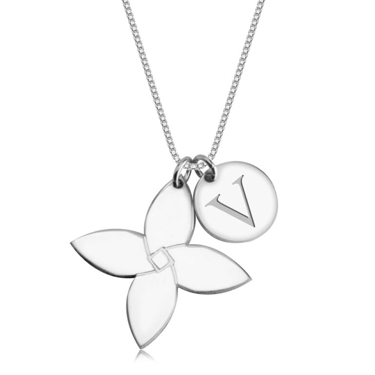 Personalized Initial Flower Necklace