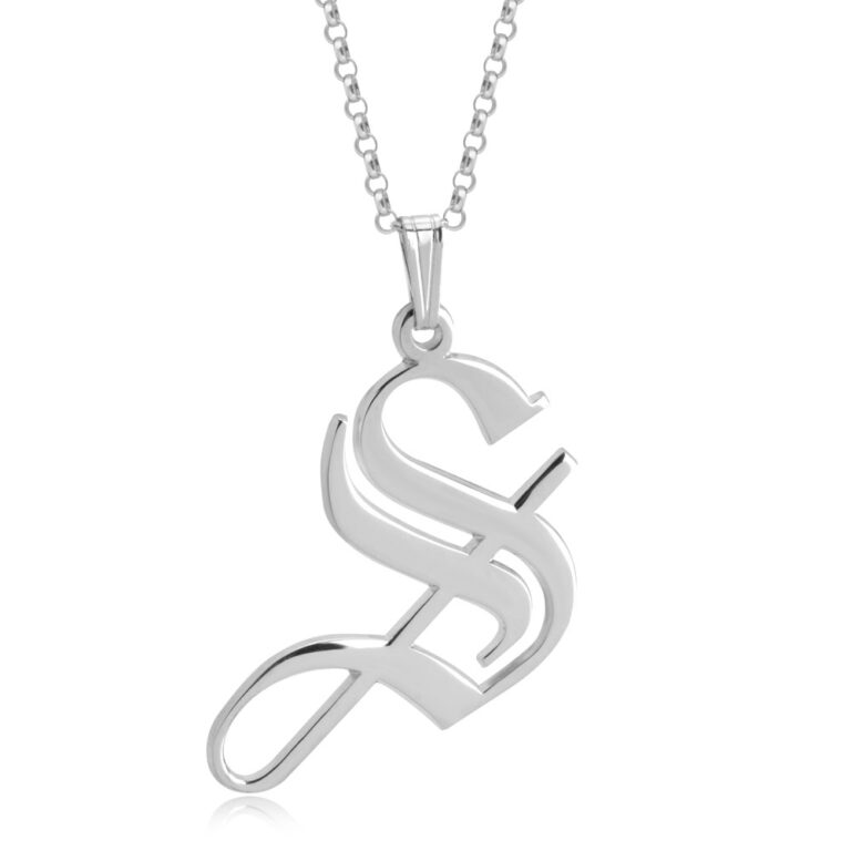 Old Gothic Initial Necklace