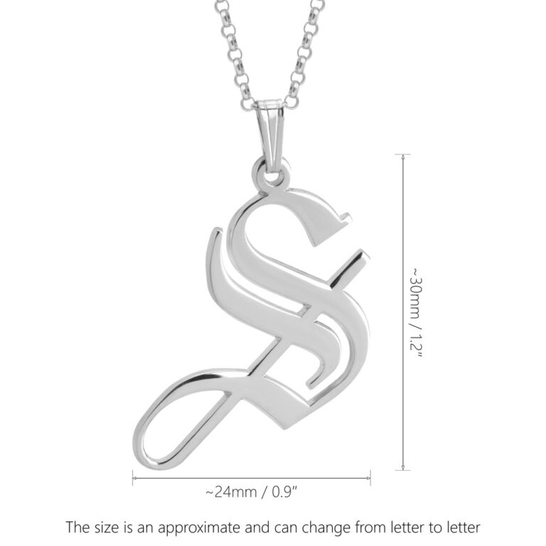 Old Gothic Initial Necklace