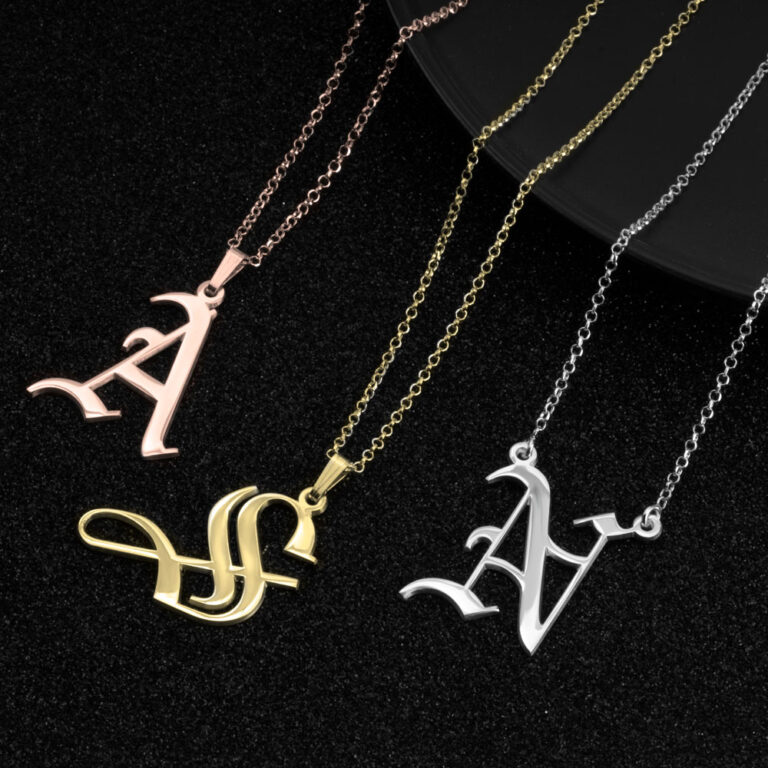 Old Gothic Initial Necklace