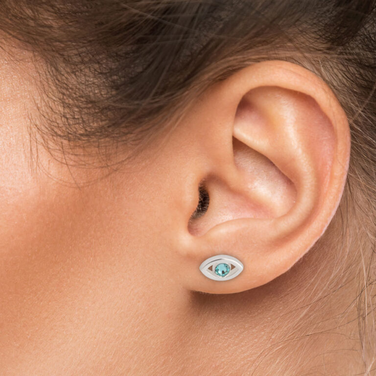 Evil Eye Birthstone Stud Earrings