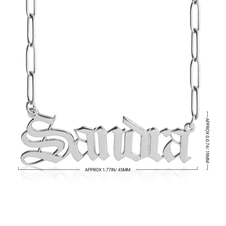 Paperclip Chain Old English Name Necklace