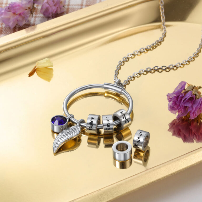 Mom & Grandma Engrave Charms Circle Necklace