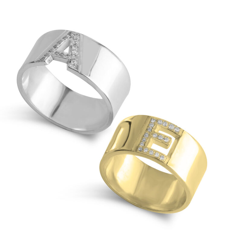 Initial Ring with Cubic Zircon Letter