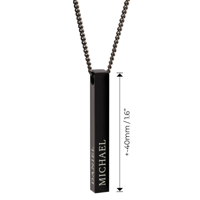 Black 3D Bar Name Necklace For Men