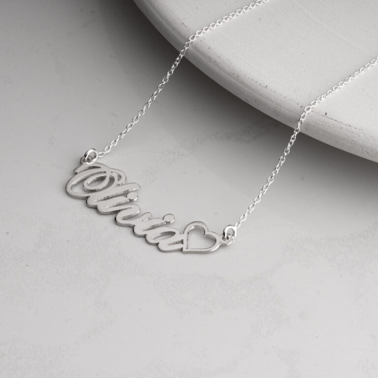 Classic Name Necklace With Heart