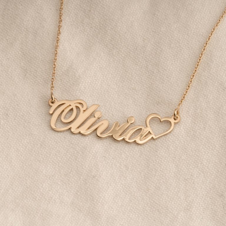 Classic Name Necklace With Heart