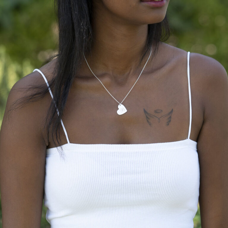Engraved Heart Initial Necklace