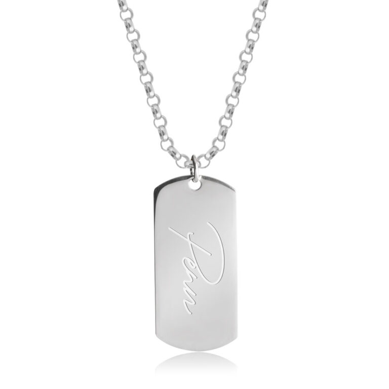 Men's Handwritten Dog Tag Necklace