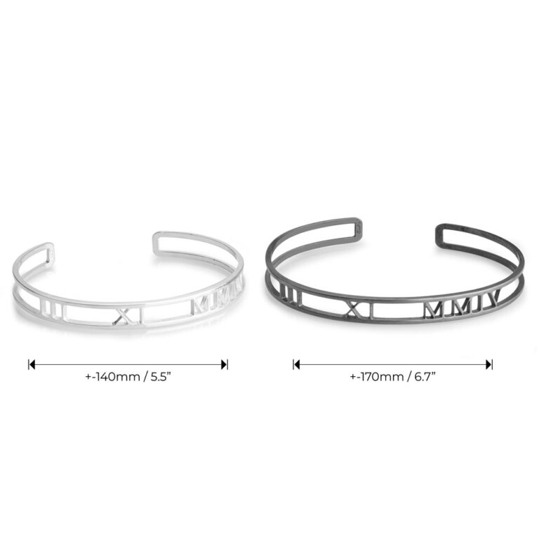 Roman Numerals Anniversary Date Bangle Set