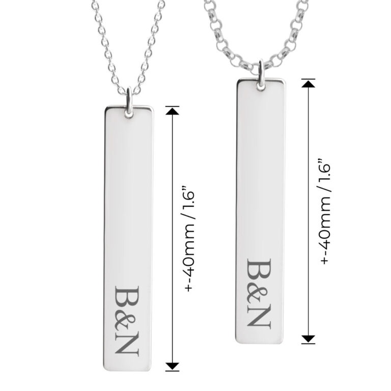 Couples Necklace Set With Vertical Initials