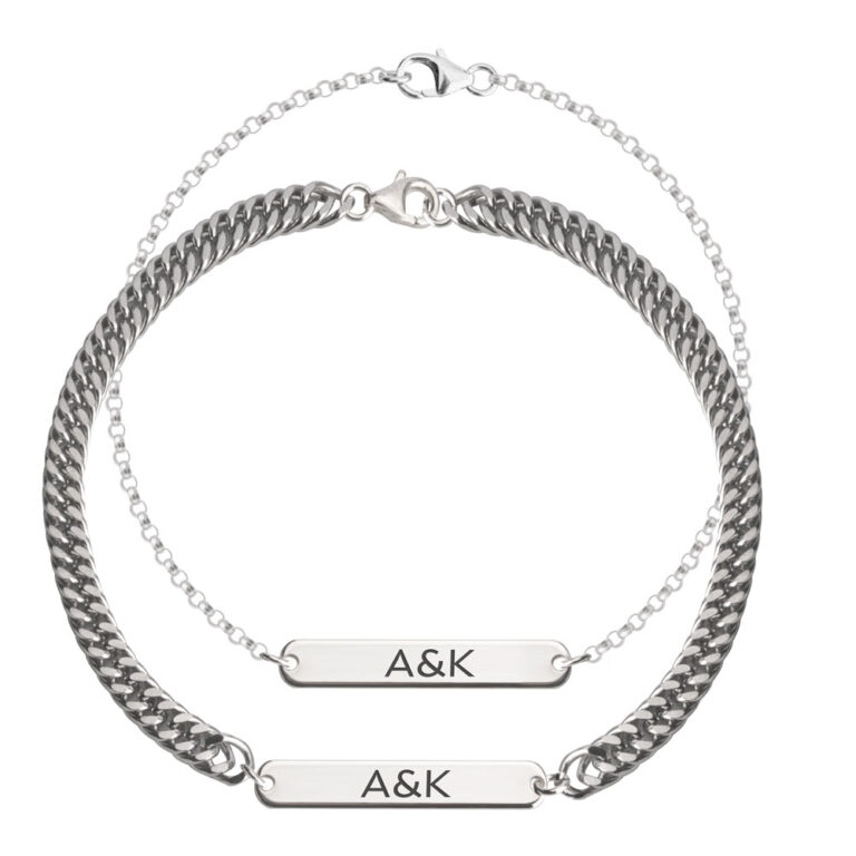 His And Hers Initial Bracelet Set