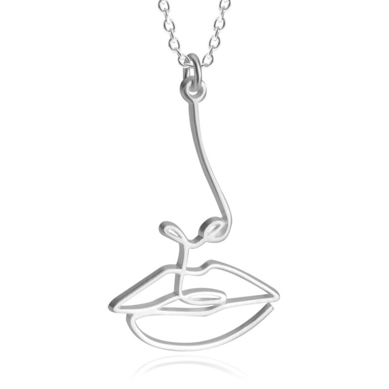 Line Art Face Pendant Necklace