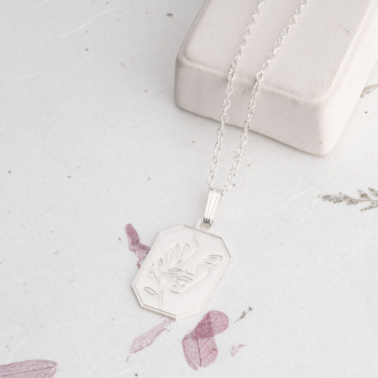 Line Art Woman's Face Engraved Necklace