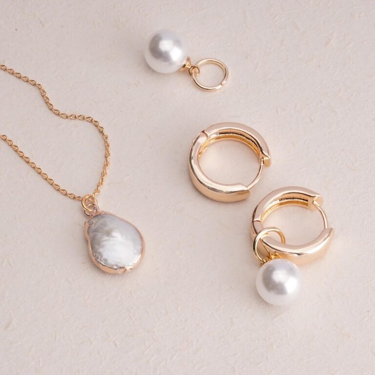 Gold Hoop Pearl Earrings