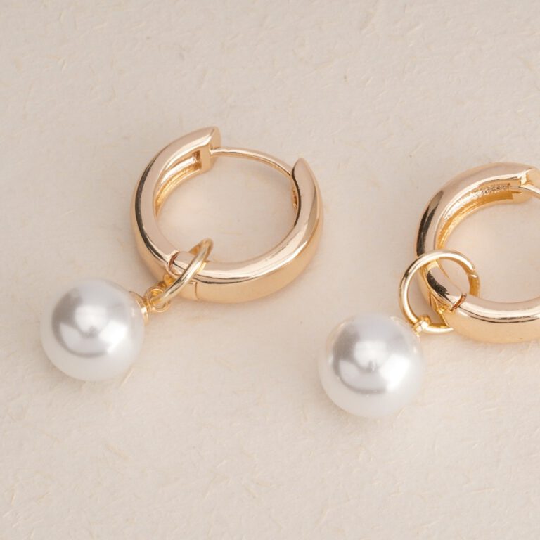 Gold Hoop Pearl Earrings