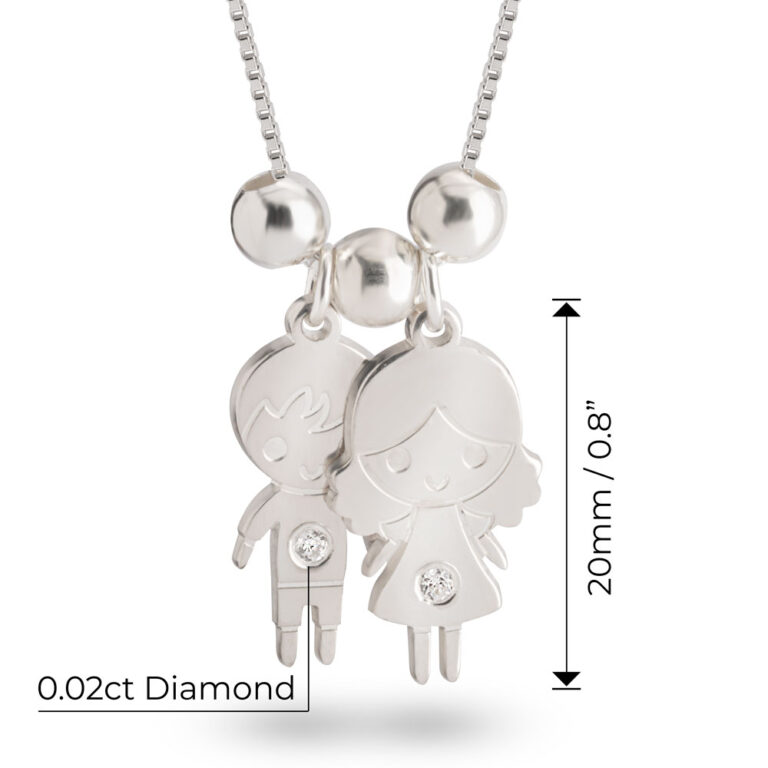 Mothers Diamond Necklace With Kids Pendants
