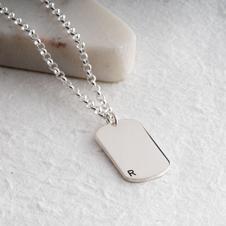 Men's Initial Dog Tag Necklace