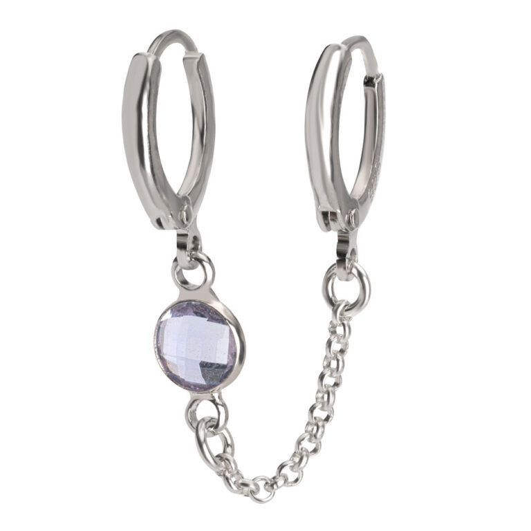Double Piercing Earring With Custom Birthstone