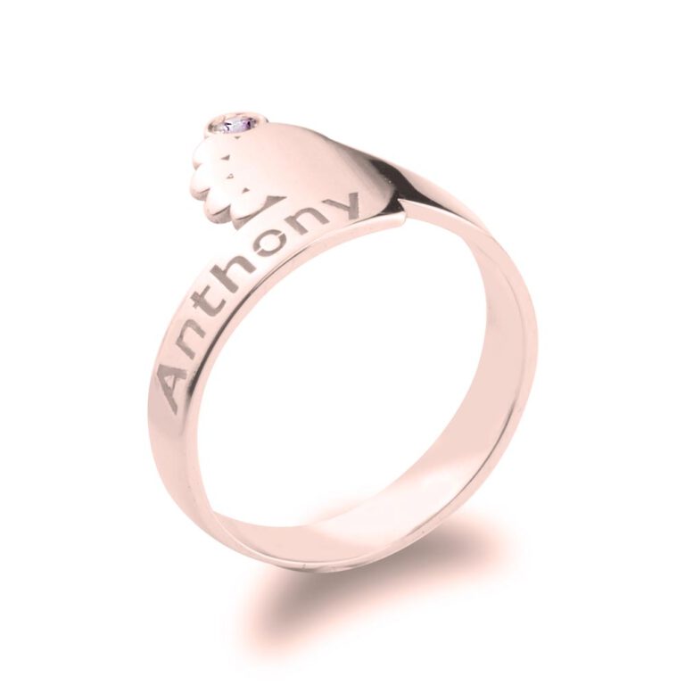 Baby Feet Ring with Birthstone