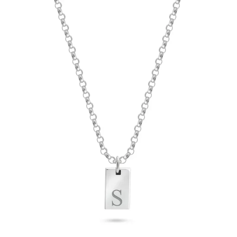 שרשרת אות חרוטה על פלטה לגבר