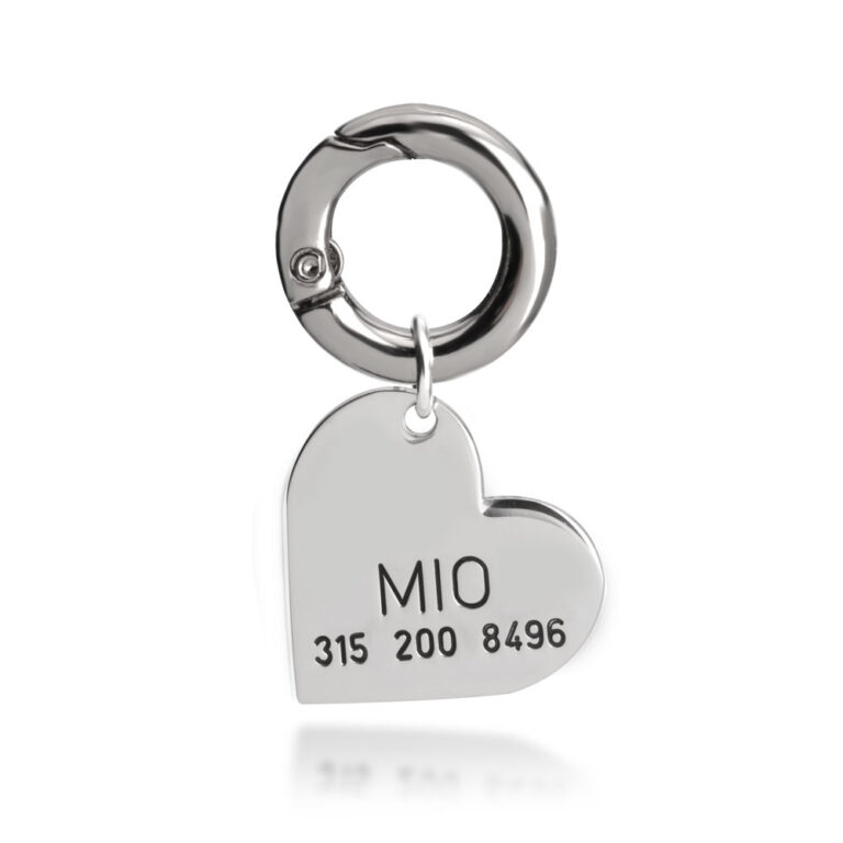 Cat or Dog Heart Name Tag With Phone Number Contact