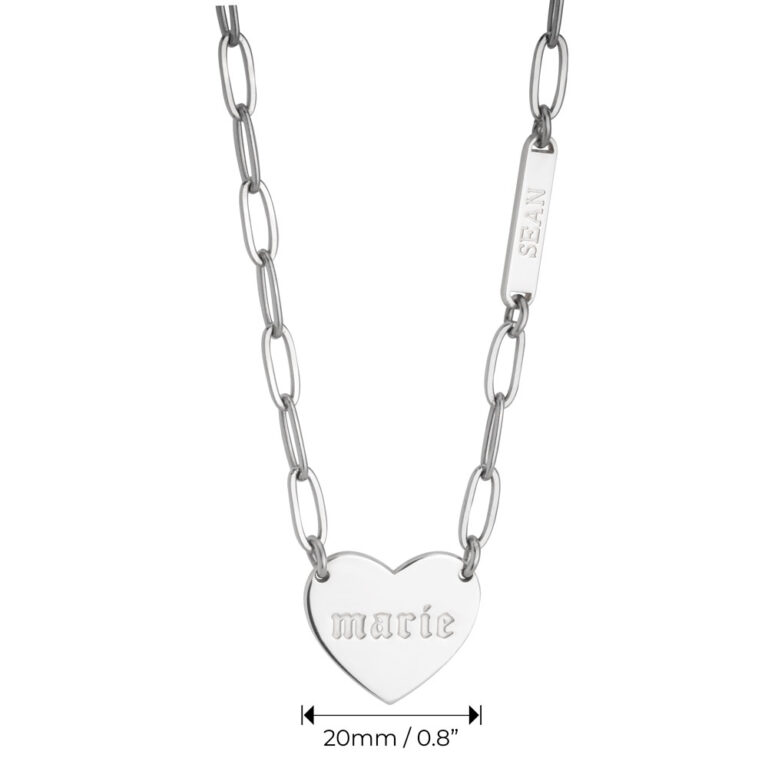 Paperclip Heart and Bar Necklace