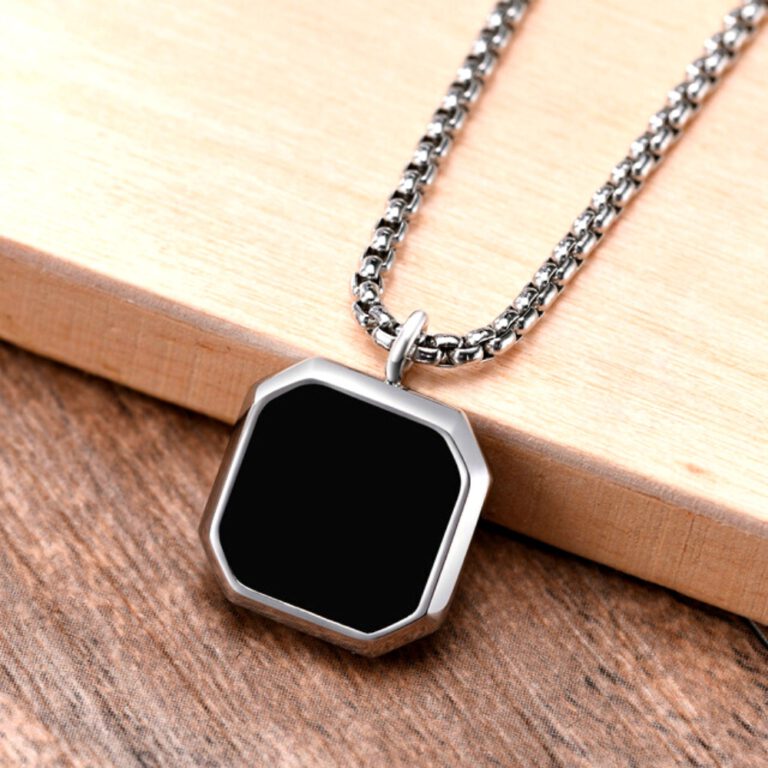 Engraved Mens Necklace Silver