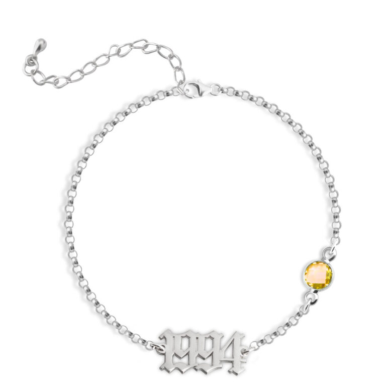 Number Birthstone Anklet