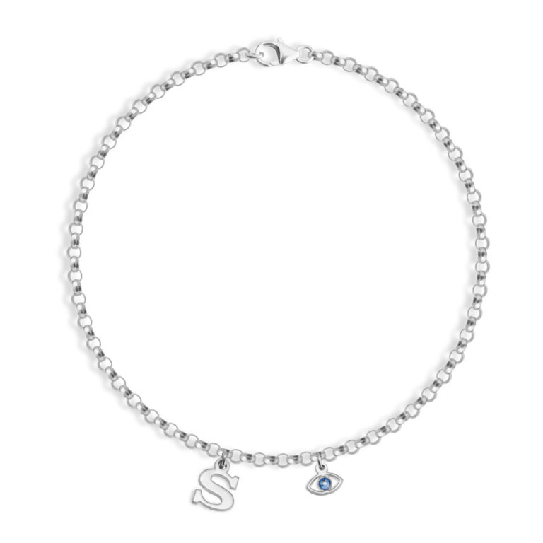 Custom Initial Bracelet with Evil Eye Charm