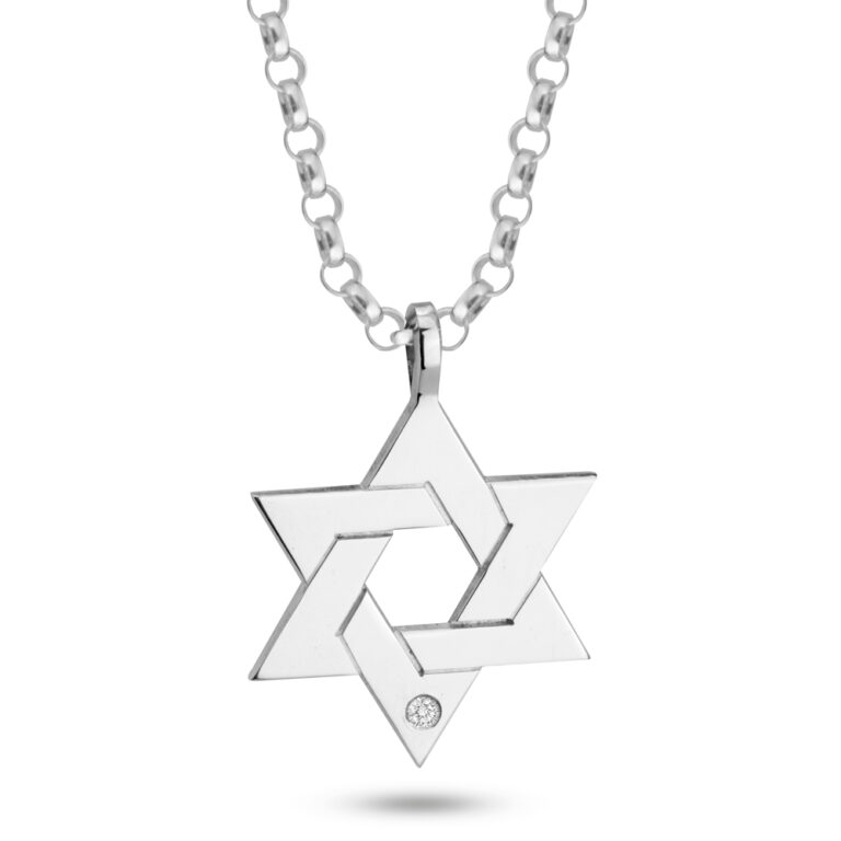 שרשרת מגן דוד לגבר עם יהלום בהתאמה אישית