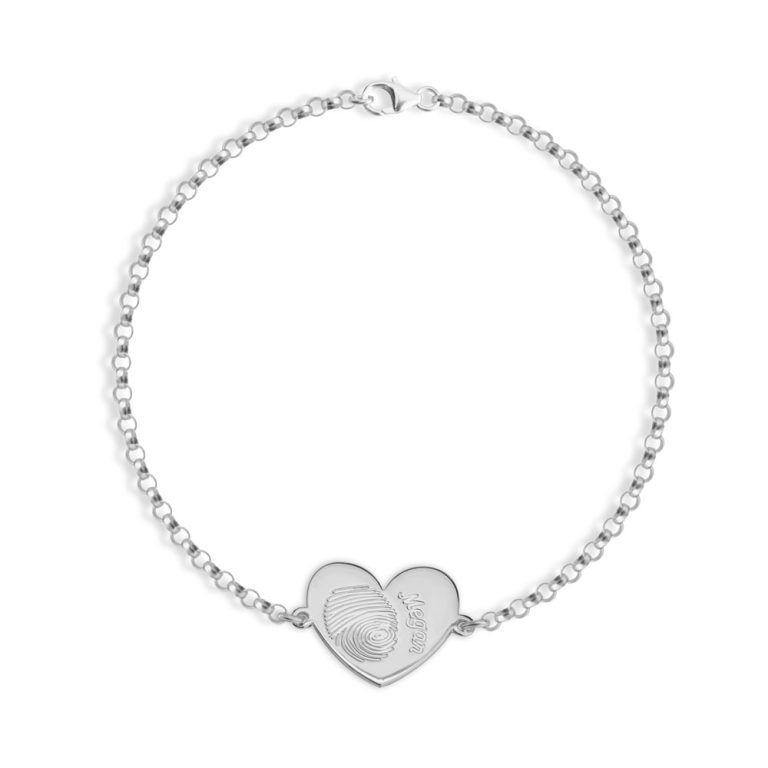 Engraved Fingerprint Heart Bracelet