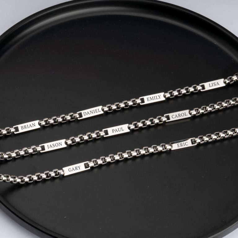 Men's Necklace With Names - Thick Box Chain